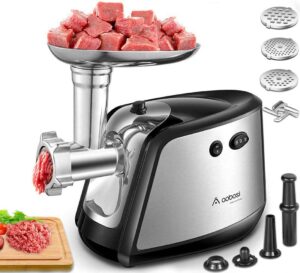 Electric Meat Grinder, AAOBOSI 3-IN-1 Meat Mincer & Sausage Stuffer