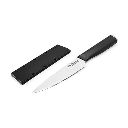 KitchenAid Classic Serrated Utility Knife with Custom Fit Blade Cover, 8 inch