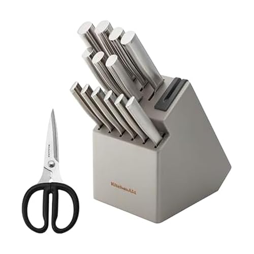 KitchenAid Gourmet Knife Block Set with Built-in Sharpener, 15-Piece, Stainless Steel