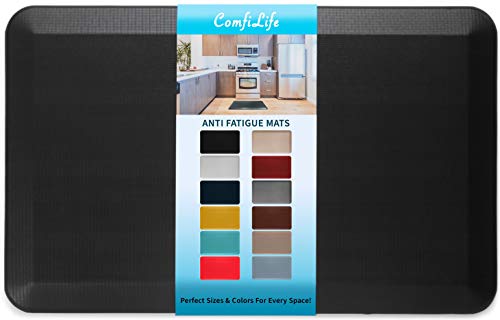 ComfiLife Anti Fatigue Floor Mat – 3/4 Inch Thick Kitchen Mats for Floor, Standing Desk Mat, Kitchen Rug – Comfort at Home, Office – Durable – Stain Resistant – Non-Slip Bottom (20" x 32", Black)