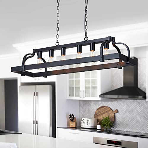 WUZUPS 6-Light Metal Pot Hanging Rack Chandelier