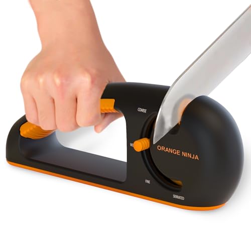 Orange Ninja 4-Stage Knife Sharpener & Serrated Knife Sharpener