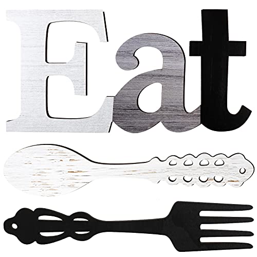 Jetec Set of Eat Sign, Fork and Spoon Wall Decor