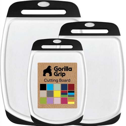 GORILLA GRIP BPA-Free Reversible Kitchen Cutting Board Set of 3