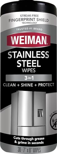 Weiman Stainless Steel Cleaner, 30 Count Cleaning Wipes