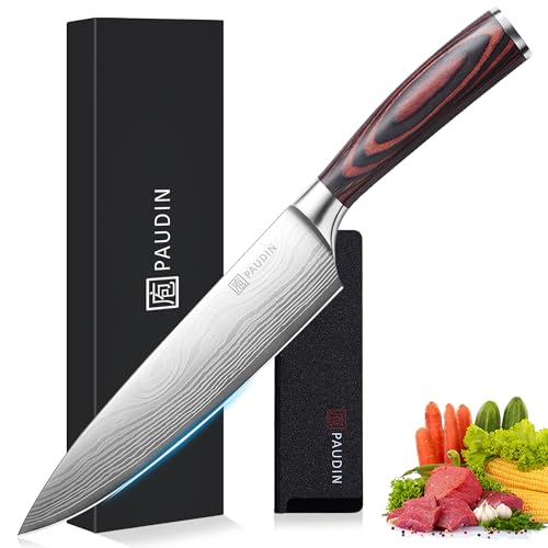 PAUDIN Chef Knife, 8 Inch High Carbon Stainless Steel Sharp Kitchen Knife