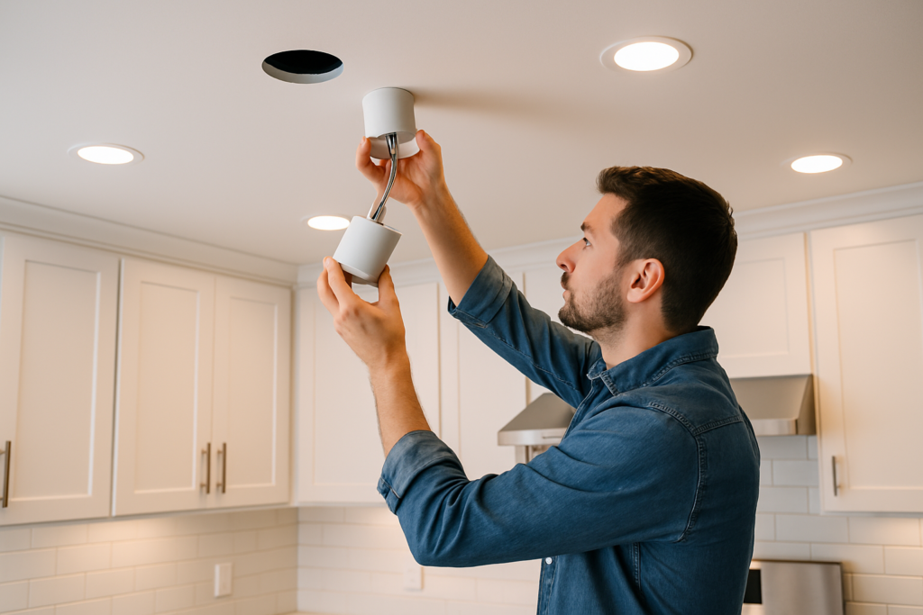 can light placement in kitchen