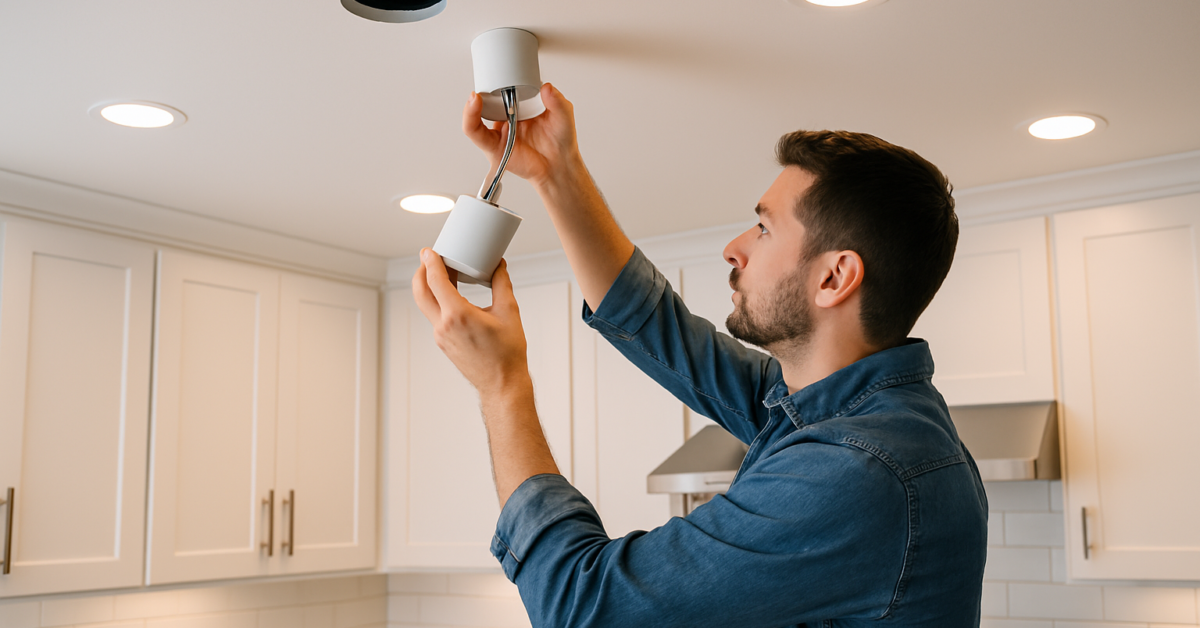 can light placement in kitchen