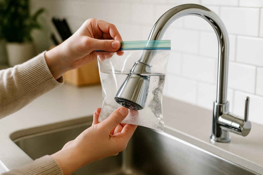 how to clean kitchen faucet head