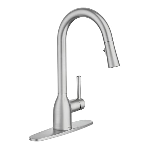 Moen Adler Spot Resist Stainless One-Handle High Arc Pulldown Kitchen Faucet with Power Clean, 87233SRS