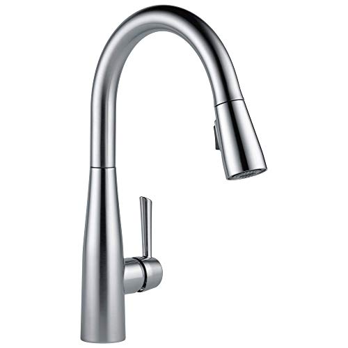 Delta Essa Brushed Nickel Kitchen Faucet with Pull Down Sprayer, Modern Single Hole Kitchen Sink Faucet, Single Handle, Arctic Stainless 9113-AR-DST