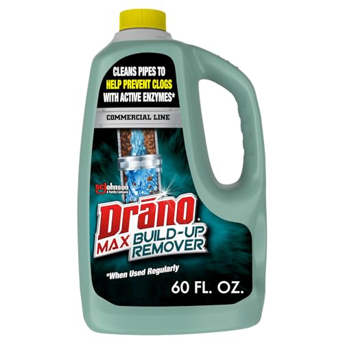 Drano Max Build Up Remover Drain Cleaner, Great for Clog Prevention, Commercial Line, 60 oz