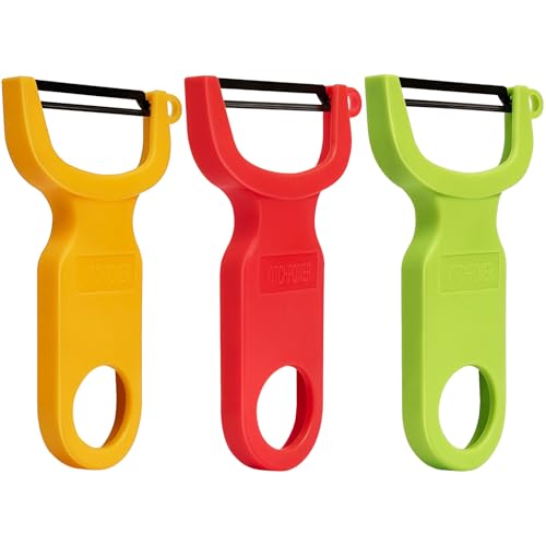 Original Vegetable Fruit Peeler Carbon Steel Blade 3 Pack Red/Green/Yellow