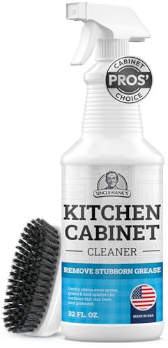 Kitchen Cabinet Cleaner – Gentle, Residue-Free and Effective Everyday Degreaser & Grime Remover for Wood, Painted and Finished Furniture - Complete with Cleaning Brush & Cabinet Cleaner Spray 32oz
