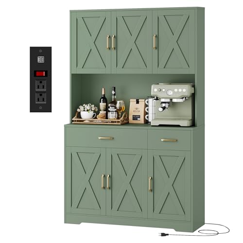 HOSTACK 71" Pantry Cabinet with Charging Station