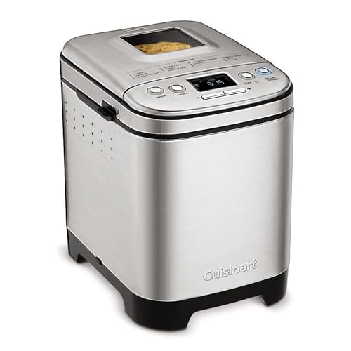 Cuisinart Bread Maker Machine, Stainless Steel Automatic Bread Machine with 12 Menu Options, 3 Loaf Sizes up to 2 Lb., 3 Crust Colors, Removable Nonstick Baking Pan & Kneading Paddle, CBK-110NAS