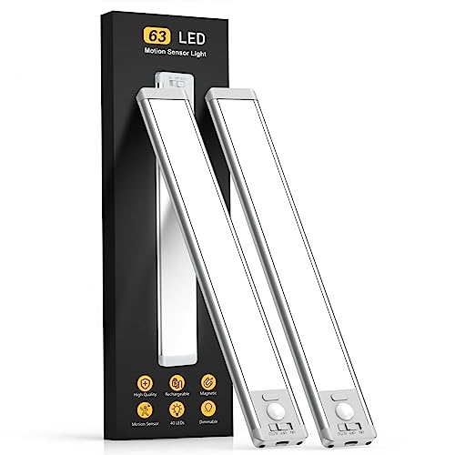 Under Cabinet Lighting, 14.7" Rechargeable Motion Sensor Light Indoor, 2 Pack