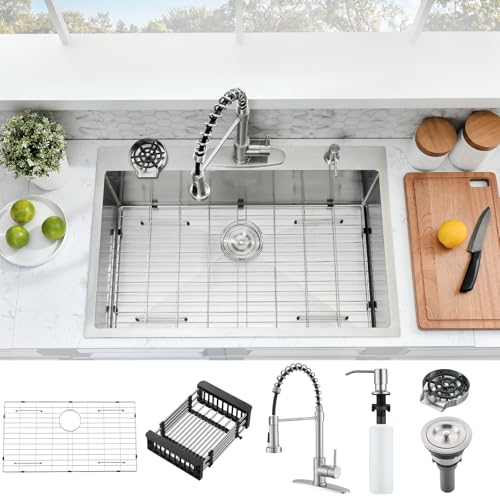 SOMRXO 33×22 Drop In Kitchen Sink with Faucet Combo
