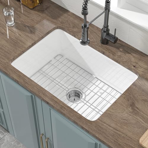 HOMLYLINK Undermount Kitchen Sink White 27 x 19 Inch