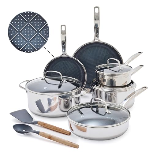Blue Diamond Hybrid Nonstick Stainless Steel 12 Piece Cookware Set