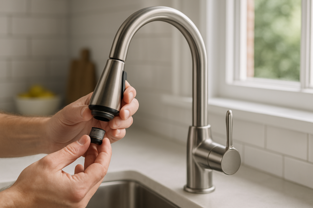 how to remove moen kitchen faucet aerator