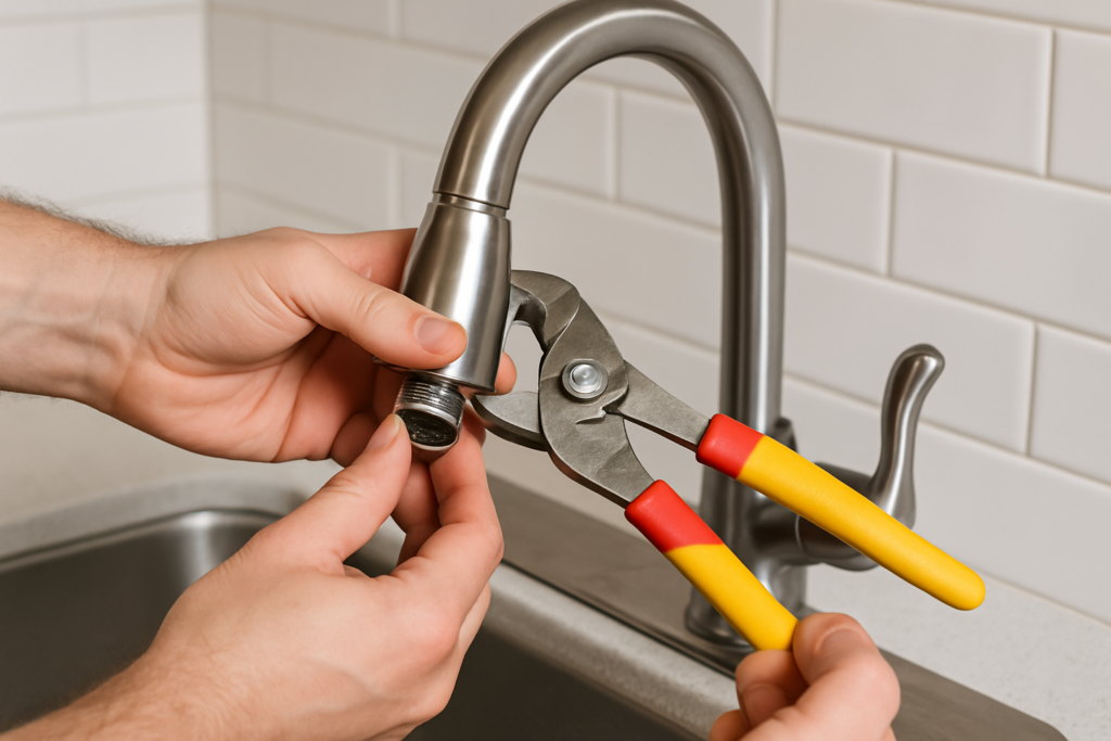 how to remove the aerator from a kitchen faucet