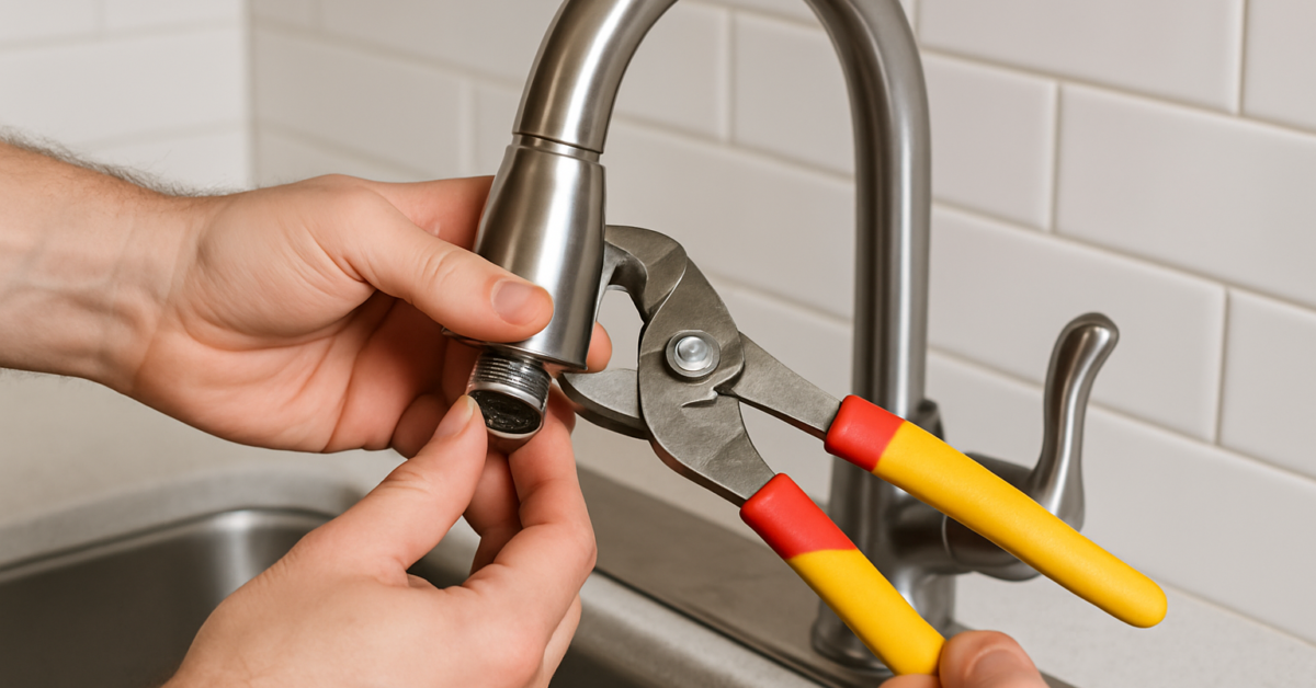 how to remove the aerator from a kitchen faucet