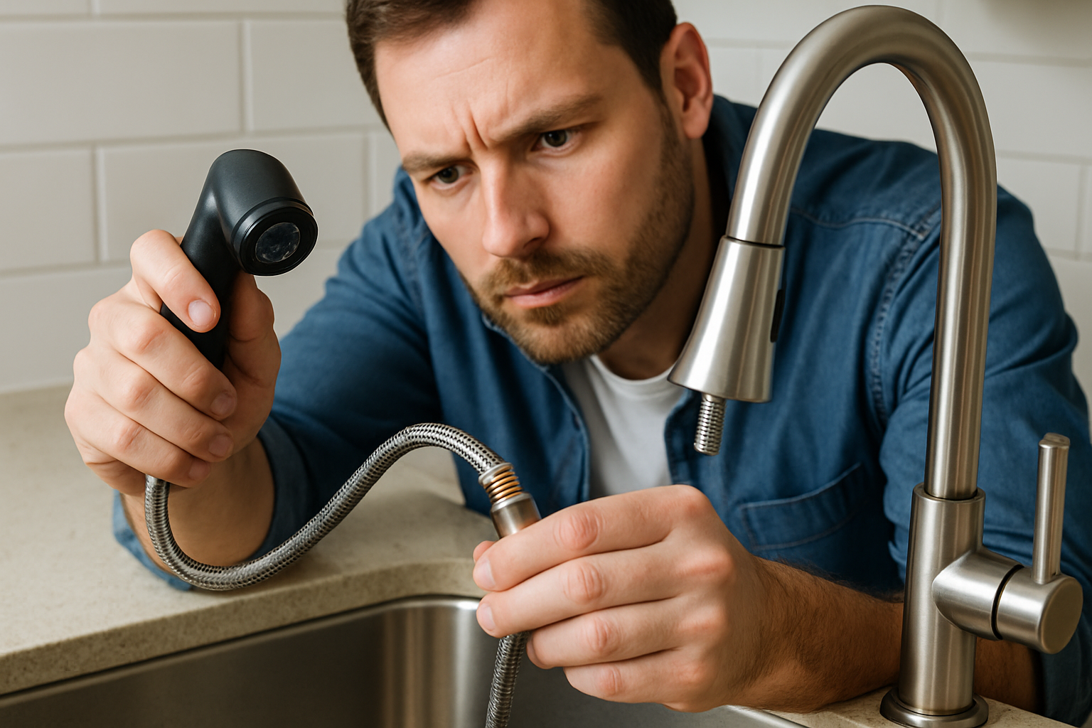 how to replace a kitchen sink spray hose