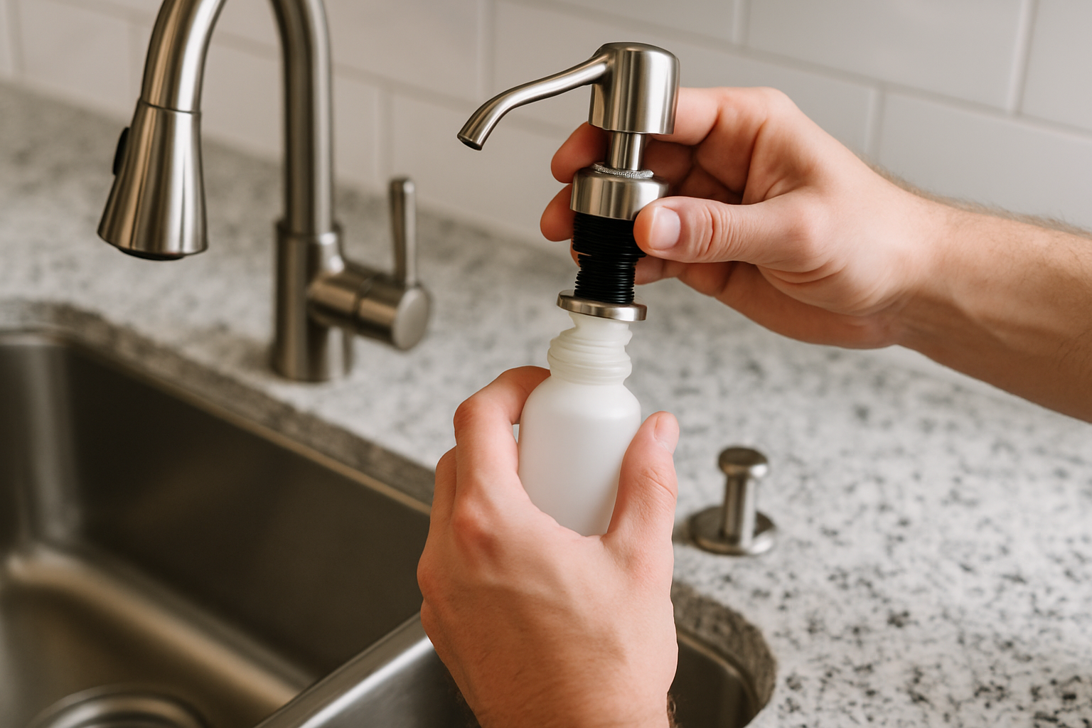 how to replace kitchen sink soap dispenser