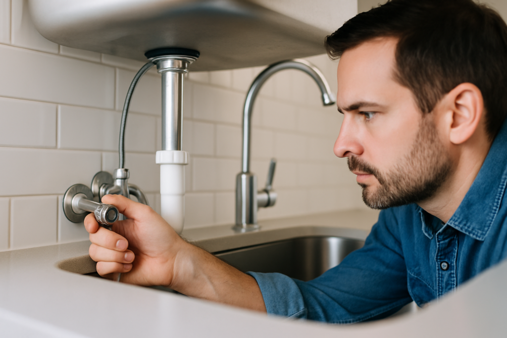 how to turn off water in kitchen sink