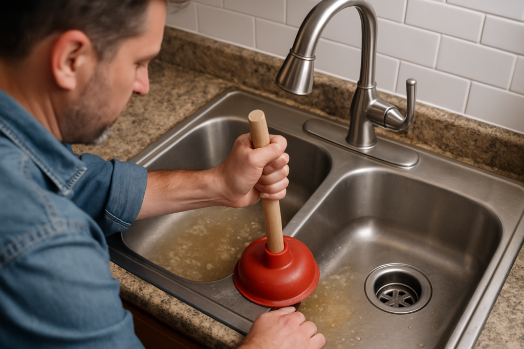 how to unclog a grease clog in the kitchen sink