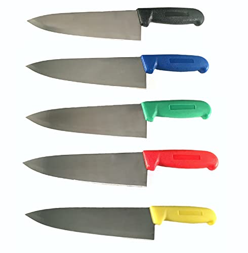Cozzini Cutlery Imports 8" Chef Knife Assorted Colors and Packs - Razor Sharp Commercial Kitchen Cutlery - Cook's Knives (Mixed - 1 of Each Color)