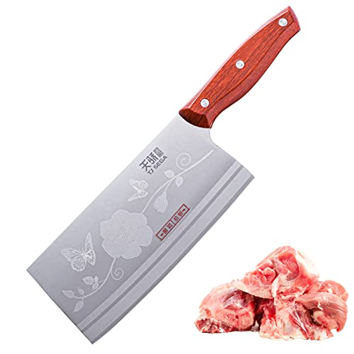 Meat Cleaver Knife 7.4 Inch, Ultra Sharp Chinese Chef's Knives, Full-tang Chopping Knife, 30Cr13 Steel Blade Thickness 2.5 mm, TJ SEGA Series TC1707