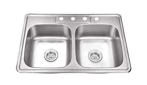 Magnolia Sinks Kitchen Sink Stainless Steel Drop In Top Mount 33" x 22", 4 hole