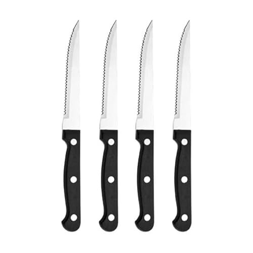 Farberware Stamped Triple Rivet High Carbon Stainless Steel Steak Knife Set, 4-Piece, Black