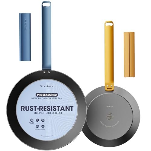 Stackbear Carbon Steel Frying Pan Set 8 & 10 Inch