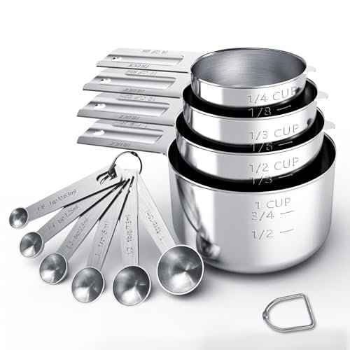 TILUCK Stainless Steel Measuring Cups & Spoons Set