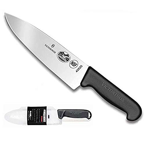 Victorinox Swiss Army, Fibrox Straight Edge Chef's Knife, 8-Inch, Black, With Victorinox Cutlery BladeSafe for 8-Inch to 10-Inch Knife Blades. Combo pack