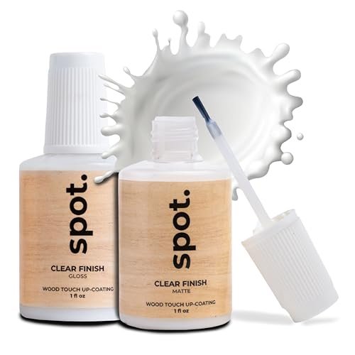 spot. Clear Coat for Wood Stain Repairs, Brush-On Matte and Gloss Finish, Sealing and Sheen Matching, Interior and Exterior Wood, 2 fl oz Total