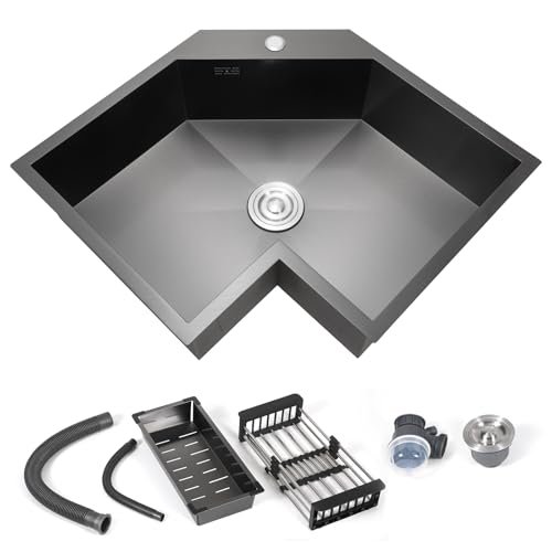Corner Kitchen Sink 25 Inch, Black Butterfly Sink