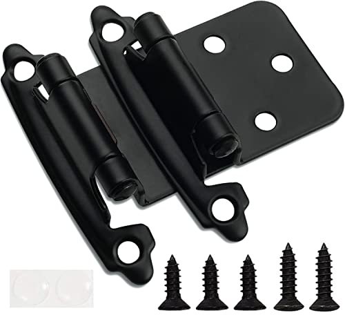 Decobasics 1/2" Overlay Matte Black Cabinet Hinges 50 Pack (25 Pair)