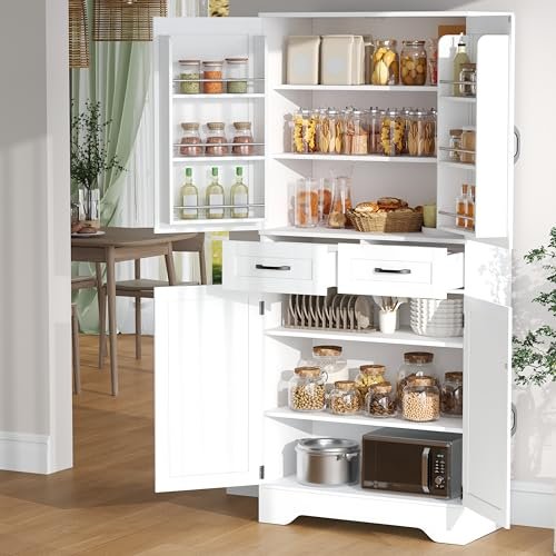 71" Tall Kitchen Pantry Cabinet, Pantry Organizers and Storage Cabinet