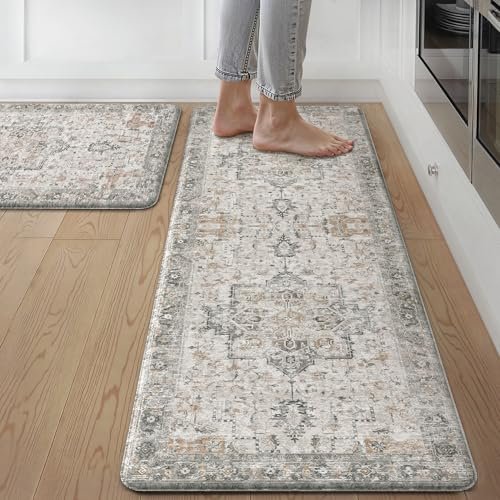 GENIMO Kitchen Mats for Floor 2PCs, Washable Anti Fatigue Mat