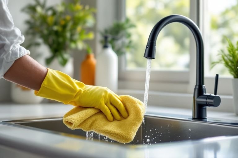how to clean kitchen sink
