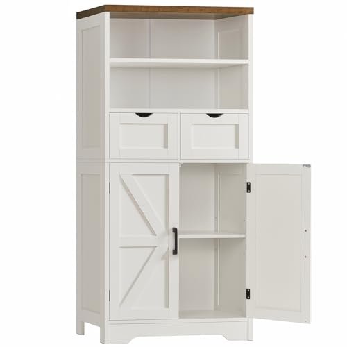 TEENFON Storage Cabinet with Doors & 2 Drawers
