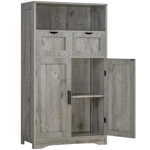 Iwell Storage Cabinet with 2 Drawers & 2 Adjustable Shelves
