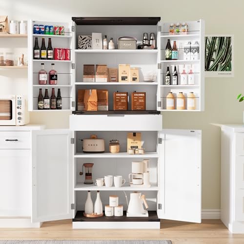 GRUSIGN 72" Kitchen Pantry Storage Cabinet with Doors and Shelves