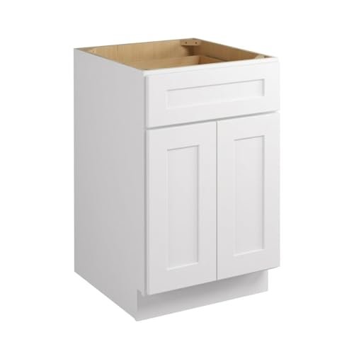 LUXEYARD White Shaker Kitchen Base Cabinet 24 Inch