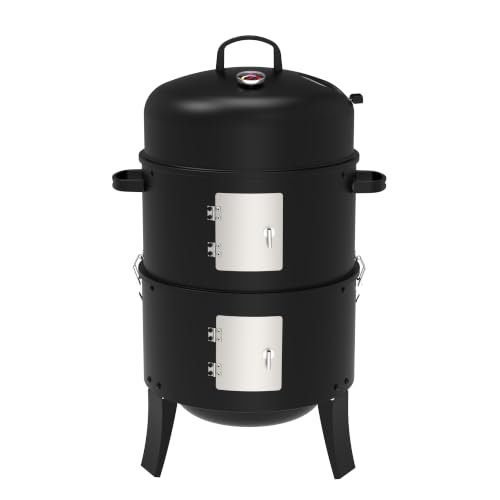 GRiliFE 16" Charcoal Smoker Grill, 3 in 1 Heavy Duty Vertical Barbecue Grill