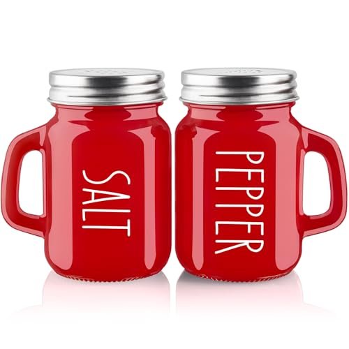 Red Salt and Pepper Shakers Set, ZOSUJO 4 oz